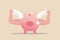 Strong financial health, success personal finance strategy or money power and growth investment concept, Strong pink piggy bank