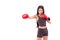 Strong fitness woman boxer or fighter punching