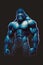 Strong gorilla in muscular human body. Vertical illustration