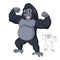 Strong Gorilla Standing Showing Arm Muscles with Line Art Drawing