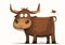 Strong and Gruff: A Confident Cartoon Cow with Long Horns and a