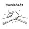 Strong hanshake handdrawn illustration. Cartoon vector clip art of a two muscular hands making a sport style handshake. Black and