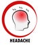 Strong headache pain, Symptom of disease. Head on red ring