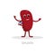 Strong healthy spleen cartoon character isolated on white background. Happy spleen icon vector flat design. Healthy