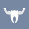 Strong healthy tooth. White clean tooth with big muscles. Logo f