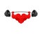 Strong heart and barbell. Powerful love athlete. Cardio training