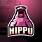 Strong hippo mascot esport logo design