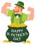 Strong Leprechaun in Pot Color Silhouette