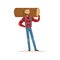 Strong lumberjack man holding downed log colorful character vector Illustration