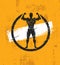 Strong Man Athlete Fitness Workout Rough Illustration. Creative Vector Grunge Poster Concept