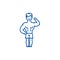 Strong man, bodybuilder muscles line icon concept. Strong man, bodybuilder muscles flat vector symbol, sign, outline