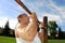 Strong Man Doing Pullups in the Park