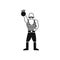 Strong man with kettlebell icon, simple style