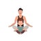 A strong man and a little boy are sitting doing yoga in the lotus position. Isolated. Cartoon style.