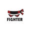 Strong masculine fighter with headband logo design