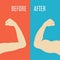 Strong muscular build arm versus weak arm