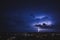 Strong night storm in the summer in the city of Tomsk.