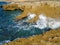 Strong Ocean Waves Hitting the Shoreline in Greece