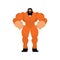 Strong prisoner in orange jumpsuit. Big and scary convict. vector illustration