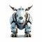 Strong rhinoceros robot, robotic animal isolated over white background. Created with generative Ai