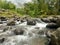 Strong river flow that passes rocky