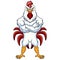 Strong rooster cartoon mascot character