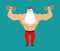 Strong Santa Claus with dumbbell. Fitness man. Bodybuilder Chris