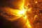 Strong solar flare erupts from sun. Generative AI