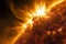 Strong solar flare erupts from sun. Generative AI