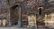 Strong stone walls of unfinished historic colonial church in ruins