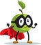 Strong Superhero Apple Flexing Vector Cartoon Character