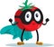 Strong Superhero Tomato Flexing Vector Cartoon Character