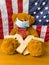 Strong Teddy Bear. Flag of USA