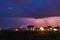 Strong Thunderstorm with rain over the village street