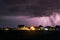 Strong Thunderstorm with rain over the village street