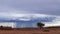 A strong thunderstorm strikes the arid lands of the Atacama Desert in northern Chile