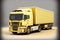 strong tractor with trailer modern cargo truck for transportation of containers