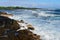 Strong waves rushing to the shore of the Big Island of Hawaii