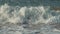 Strong waves at South China Sea on Dadonghai Beach slow motion stock footage video