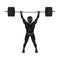 Strong weightlifter raises the bar in the gym.The athlete lifts a huge weight.active sports single icon in black style