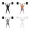 Strong weightlifter raises the bar in the gym.The athlete lifts a huge weight.Olympic sports single icon in cartoon