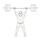 Strong weightlifter raises the bar in the gym.The athlete lifts a huge weight.Olympic sports single icon in outline