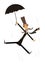 Strong wind, mustache man and umbrella illustration