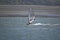 Strong wind windsurfing in Tamaki river