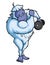 The strong yeti is lifting a barbell with one hand