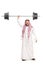 Strong young Arab lifting a heavy barbell