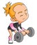 The strong young girl is lifting the weight