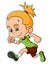 The strong young girl is running with the tired expression