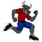 Strong young runner bull cartoon fitness illustration