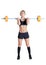 Strong young woman with barbell